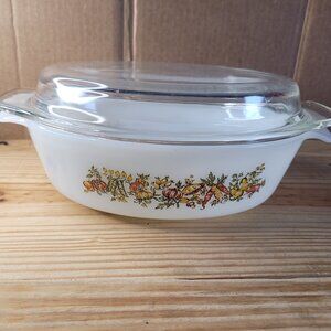 Vintage Anchor Hocking 1.5 Qt Oval Harvest Vegetable Casserole Dish with Lid